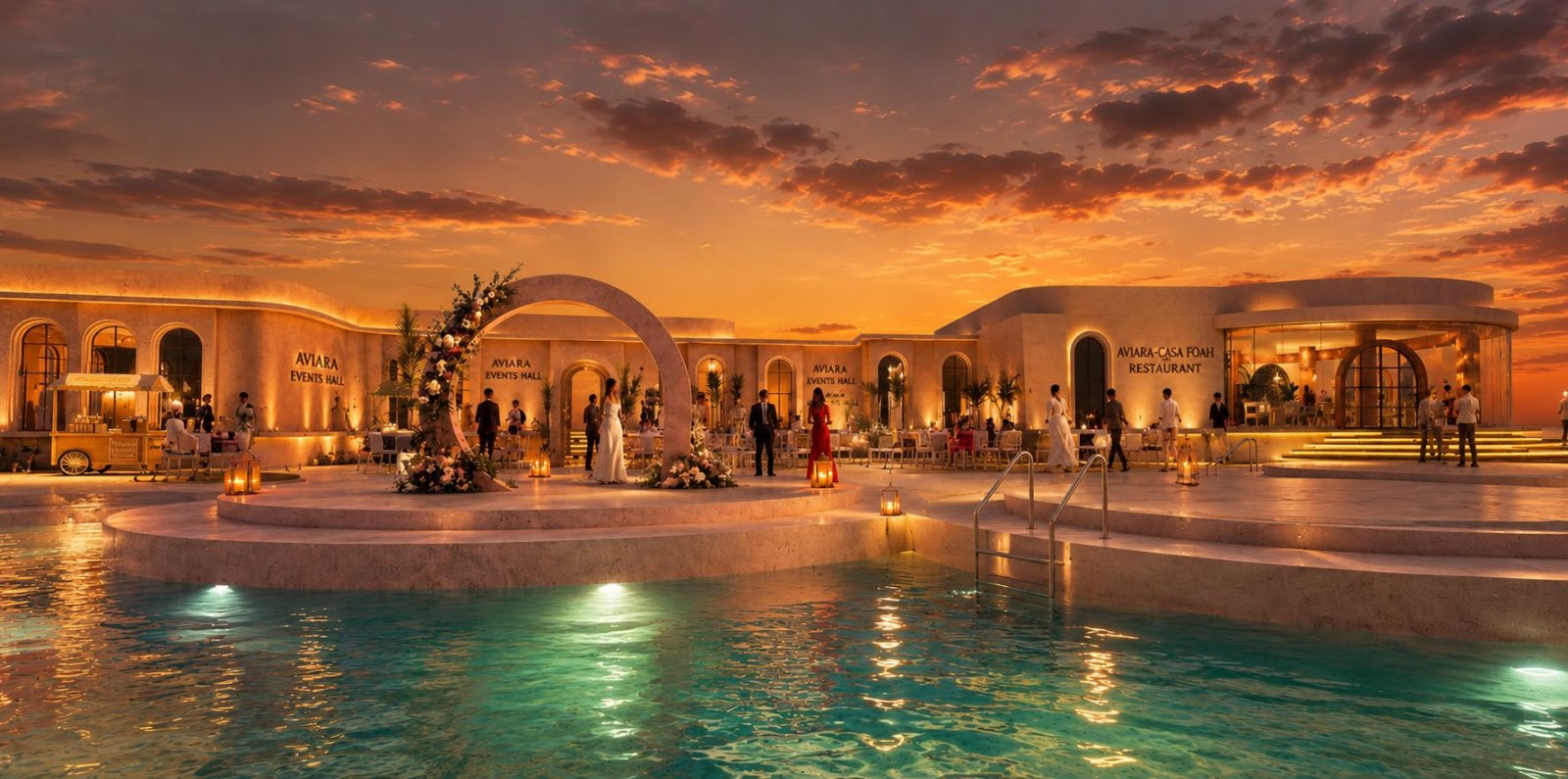 Events terrace at dusk